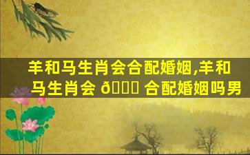 羊和马生肖会合配婚姻,羊和马生肖会 🐋 合配婚姻吗男